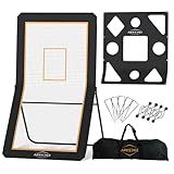 Lacrosse Rebounder for Backyard & Volleyball Rebounder with Bonus Target Net, 5 Rebound Angles, Strong Bounce back, 4x7ft Large Practice Area - Durable Volleyball Rebounder Net for Multisport Training