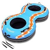 GoSports Heavy Duty 2 Person Winter Snow Tube with Premium Canvas Cover - America, Blue, Red or Retro