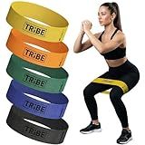 Tribe Lifting Fabric Resistance Bands for Working Out - 5 Exercise Bands Set for Legs and Glutes - Booty Bands for Women and Men - Thick Cloth Workout Bands for Physical Therapy, Hip Training