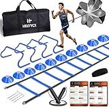 HRXYYCX Agility Ladder Speed Training Equipment Set-20ft Agility Ladder 4 Adjustable Hurdles Running Parachute Jump Rope Speed Training Equipment for Soccer Football Basketball