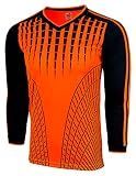 Boy's Goalkeeper Soccer Jersey, Padded Goalie Shirt with Sponge Protector Youth Sizes (Youth Large, Orange/Black)