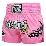 Muay Thai Shorts Boxing Fight Kickboxing Grappling Training Workout Gym Shorts for Men Women Kids (as1, Alpha, x_s, Regular, Regular, Pink 01)