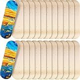 Meooeck 24 Pack Blank Skateboard Decks Bulk Beginner Kid Mini Maple Skateboard Deck Light 17 x 5 Inch 7 Ply Wooden Skate Double Tail for Painting Replacement Decoration