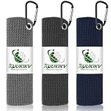 KUUKIKV 3 Pack 16" X 16" Golf Towels for Golf Bags,3 Stain-Resistant Colors