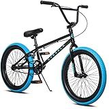 cubsala Freestyle BMX Bike, 18 Inch Kids Bicycle for 5-9 Years Old Kids and Beginner Level Rider, Black with Blue Tires