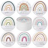 Set of 8 Thank You Appreciation Coasters Set, Ceramic Absorbent Drinks Coasters with Cork, Water Absorbent Cute Cup Mat Gifts for Teacher Employee