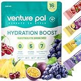 Venture Pal Sugar Free Electrolyte Powder Packets - Liquid Daily IV Drink Mix for Rapid Hydration & Party Recovery | 5 Vitamins & 7 Electrolytes| Keto Friendly | Non-GMO | Certified Vegan | 16 Sticks