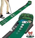 Putting Green Indoor - Golf Putting Mat boasts Genuine Green Speed and a Wrinkle-Free Surface. 8ft Practice Putting Mat with lenticular 3D Backplate, Alignment Guides and Ball Return