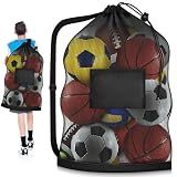 Hoiny Extra Large Soccer Ball Bag, 40"x30" Drawstring Heavy Duty Mesh Net