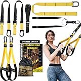 Home Resistance Training Kit | Full-Body Workout with Suspension Trainer Straps, Door Anchor, Handles, and Carrying Bag | Complete Home Gym Equipment (Yellow)