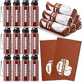 Reallnaive 24 Pcs Sports Water Bottle Cooling Towel Set Include 12 Reusable Sports Squeeze Water Bottle 12 Ice Towel Breathable 40"x12" Cooling Towels for Soccer Team Gift(Football)