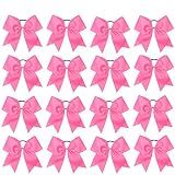 16PCS 8" Large Cheer Hair Bows Ponytail Holder Elastic Band for Cheerleading Girls