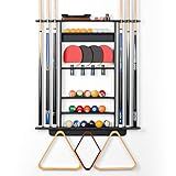 XCSOURCE Pool Stick Holder - 2-IN-1 Pool Cue & Ping Pong Paddle Rack, Solid Pine Wood Wall Mount for Billiards and Table Tennis Accessories, Man Cave, Game Room