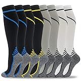 fenglaoda 8 Pairs Compression Socks for Men & Women 20-30 mmHg Knee High Nurse Pregnant Running Medical and Travel Athletic(L/XL,Multi01 )