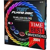 TOSY Flying Disc - 108 RGB Multicolor LEDs, Super Bright, Smart Modes, Cool Valentine Easter Gift, Camping Toy for Kid/Teen/Adult, Auto Light Up, Rechargeable, Waterproof, 175g