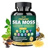 Bualle Irish Sea Moss Capsules – Organic Sea Moss, Black Seed Oil, Ashwagandha Supplements with Bladderwrack, Ginger & Burdock Root – Supports Daily Wellness, Skin & Energy – 150 Capsules (1 Pack)
