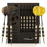 CC-Exquisite Premium Steel Tip Darts Set - Professional Darts, Brass Barrels, Metal Tip Darts, Extra Flights, (12) Aluminum Shafts 35/48, O-Rings, Dart Tool, Dart Sharpener, Darts Case