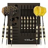 CC-Exquisite Premium Steel Tip Darts Set - Professional Darts, Brass Barrels, Metal Tip Darts, Extra Flights, (12) Aluminum Shafts 35/48, O-Rings, Dart Tool, Dart Sharpener, Darts Case