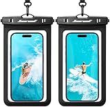 Hiearcool Waterproof Phone Pouch, Universal Case Compatible for iPhone 17 16 15 14 13 Pro Max Plus Up to 8.9", IPX8 Beach Travel Essentials-Black-2 Pack