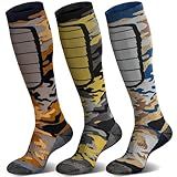 Hylaea Merino Wool Ski Socks - Cold Weather Thermal Knee High Warm Socks for Snowboarding, Snow, Winter, Hunting, Outdoor Sports, Camo X-Large