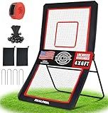 ZEALFEEL Lacrosse Rebounder, 4x6FT Volleyball Rebounder for Backyard with 5 Rebound Angles, Target Strip, Lacrosse Rebound Net Perfect for Lax Baseball Volleyball & Soccer Practice