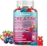 Creatine Monohydrate 5000mg Gummies with BCAA, L-Carnitine, Taurine & Vitamin B12 - Pre Workout Supplement for Muscle Growth, Strength & Energy, Multi-Flavor Chewable Gummies, 90 Count for Men & Women