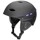 Tontron Adult Kayaking Surf Helmet (Matte Black Fiber Forest, Large)