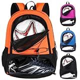 Himal Outdoors Soccer Bag-Backpack for Soccer,Backpack for Football & Volleyball & Handball,Sports Bag with Separate Cleat and Ball Holder Orange
