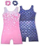Tstiti Gymnastics Leotards for Girls 2 Pack Sparkly Biketards Outfit Set