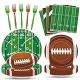 100 Pcs Football Field Plates Napkins Tableware Tailgate Party Decorations