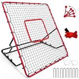 Baseball Rebounder Net Hitting Pitch Back Net, 4 Adjustable Angles, 48x52in