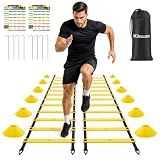 KJSUE 2 Pack 20ft Agility Ladder Set, 40ft Total Adjustable Speed Ladder