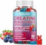 Creatine Monohydrate 5000mg Gummies with BCAA, L-Carnitine, Taurine & Vitamin B12 - Pre Workout Supplement for Muscle Growth, Strength & Energy, Multi-Flavor Chewable Gummies, 90 Count for Men & Women