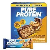 Pure Protein Chocolate Peanut Butter Protein Bars – 20g Protein, 3g Sugar, 190 Calories (12 count) Low Sugar* High Protein Snack - Gluten Free - Perfect for a Healthy Snack