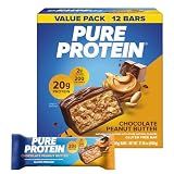 Pure Protein Chocolate Peanut Butter Protein Bars, 20g Protein, 12 Ct | 3g Sugar, 190 Calories, Low Sugar* High Protein Snack, Gluten Free