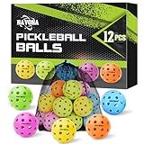 12 Pack Premium 40-Holes Colorful Outdoor Pickleball Balls, Meet USAPA Official Requirement, Perfectly Balanced, High Bounce True Flight, Durable Outdoor Pickleball Set