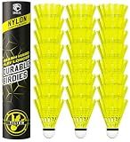 Badminton Birdies - Nylon Bedminton Shuttlecocks for Baseball/Softball Batting Training - Shuttle Balls for Indoor and Outdoor Matches ~ Highly Stable & Durable Plastic badmington Birdie Ball set