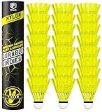 Badminton Birdies - Nylon or Plastic Bedminton Shuttlecocks for Softball/Baseball Batting Training - Highly Stable & Durable Shuttle Balls for Indoor and Outdoor Matches (Extra Durable, Yellow, 6)