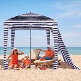 OLIXIS 6'x6' Beach Cabana Tent Sun Shelter – UPF 50+ Easy Setup Cool Canopy Tent Sun Shade with Side Wall, Wind Resistant Beach Cabana for Whole Family