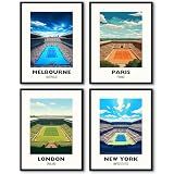 Lwoztra Grand Slam Wall Art Tennis Canvas Poster Sports Wall Decor Tennis Gym Prints Athlete Pictures Fashion Poster Grand Slam Club Artwork Center Painting for Living Room Bedroom 8x10 Inch Unframed
