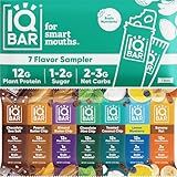 IQBAR Brain and Body Plant Protein Bars - 7 Bar Sampler Variety Pack - Keto, Vegan, Low Carb, High Fiber, Gluten Free, Dairy Free, Low Sugar Snack with Nutrients for Focus, Energy and Meal Replacement