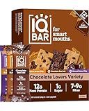 IQBAR Clean Plant Protein Bars - Chocolate Lovers Variety - 12 Count - Keto, Vegan, High Fiber, Gluten and Dairy Free, Low Sugar Snack - Brain and Body Nutrients for Focus, Energy, Meal Replacement