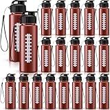 Mifoci 20 Pieces Sports Water Bottle Bulk 17 oz Reusable Plastic Biking Water Bottle Tumbler Adults Reusable Large Bottles with Leak Proof Flip Top for Party Outdoor (Football,Red)