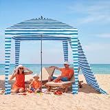 OLIXIS 6'x6' Beach Cabana Tent Sun Shelter – UPF 50+ Easy Setup Cool Canopy Tent Sun Shade with Side Wall, Cool Cabanas Tents, Wind Resistant Beach Cabana for Whole Family