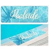 Jenaai Poolside Non Slip Outdoor Walk Pool Mat, Seating Mats for Edge of Pool Rubber Waterproof Deck Rug with Drainage for Floor Outside Summer Beach Swimming Decorative(Palm,24" X 67")