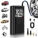 Tire Inflator Portable Air Compressor, 150 PSI Air Pump for Car Tires with Digital Dual Values Display, Cordless Pump with LED Light and Auto Shut-Off Function, Suit for Car,Motorcycle,Bicycle,Balls