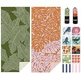 Eunzel 2 Pack Microfiber Beach Towel, Quick Dry Travel Towel Large Sand Free Towel for Beach, Camping, Swim Pool, Gym, Sports& Yoga 71"x32", Palm
