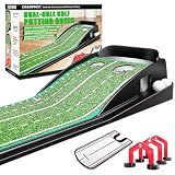 CHAMPKEY Premium Golf Putting Green Indoor with 3 Golf Putting Gates - Improves Putting Accuracy and Skill Levels Golf Putting Mat - Ideal for Indoor and Outdoor Training(Black)