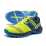 SOLM8 S8 Cricket Shoes with Rubber Spikes – Performance Cleats for Men on Outdoor Turf/Grass, Featuring Wide Toe, Speed-Fit Lacing and New Gel Cushioned Insole Lime Blue
