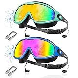 Aegend New Adult Wide View Swim Goggles, Anti-Fog/UV No Leak Swimming Goggles with Ear Plugs for Men & Women